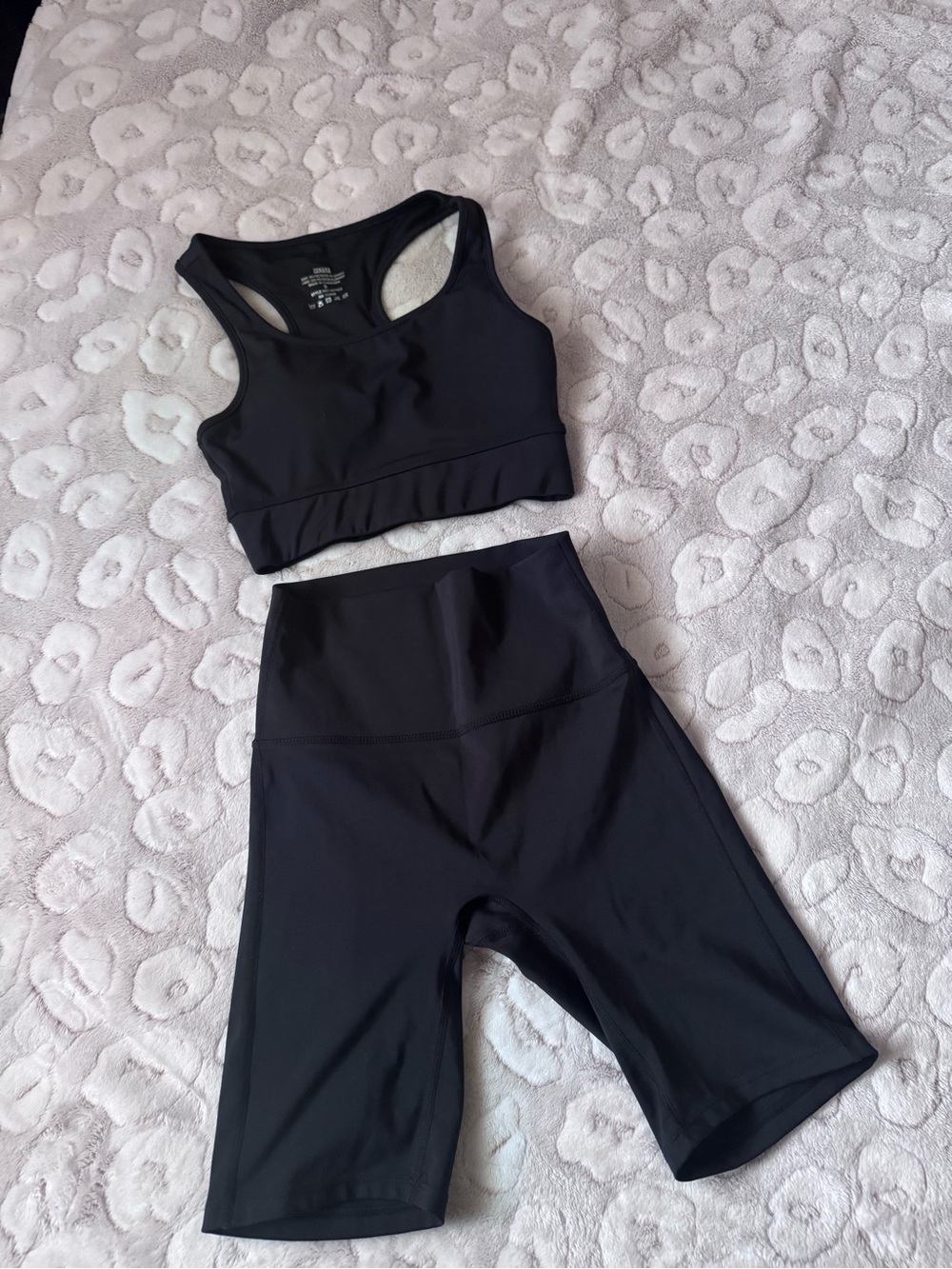 Black Activewear Sports Bra and High-Waist Biker Shorts Set